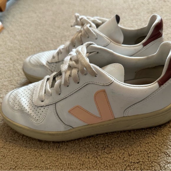 Veja V-10 sneakers size US 8 white and pink leather 39 - Picture 5 of 6